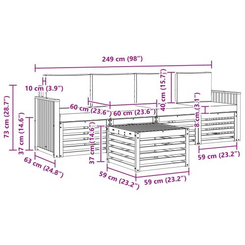 Комплекти дивани 5 pcs Натурален и Крема Солидно акациево дърво