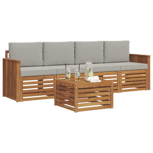 Комплекти дивани с възглавница 5 pcs Естествено и светло сиво