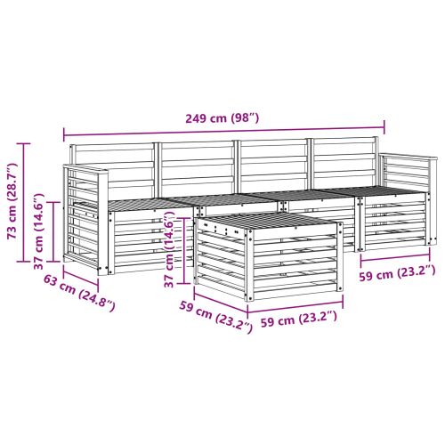 Комплекти дивани Естествен Солидно акациево дърво