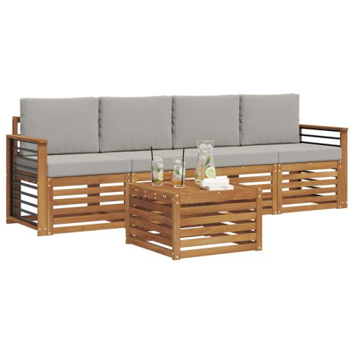 Комплекти дивани с възглавница 5 pcs Естествено и светло сиво