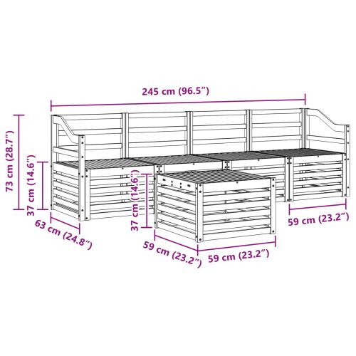 Комплекти дивани 5 pcs Естествен Солидно акациево дърво