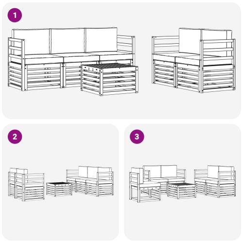 Комплекти дивани 6 pcs Натурален и Крема Солидно акациево дърво