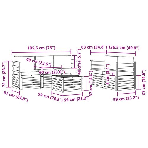 Комплекти дивани 6 pcs Натурален и Крема Солидно акациево дърво