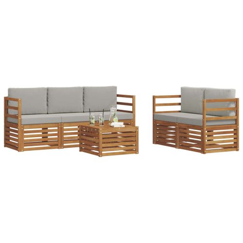 Комплекти дивани с възглавница 6 pcs Естествено и светло сиво