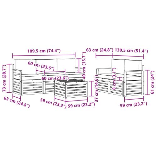 Комплекти дивани с възглавница 6 pcs Естествено и светло сиво