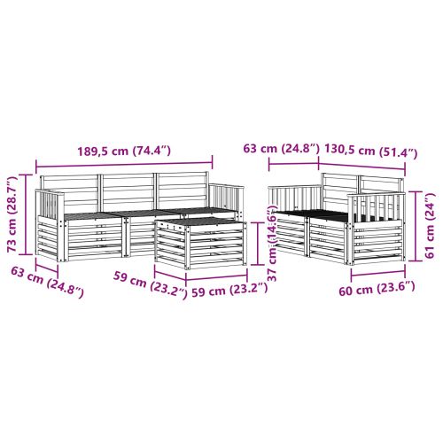 Комплекти дивани 6 pcs Естествен Солидно акациево дърво