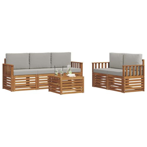 Комплекти дивани с възглавница 6 pcs Естествено и светло сиво