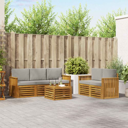 Комплекти дивани с възглавница 6 pcs Естествено и светло сиво