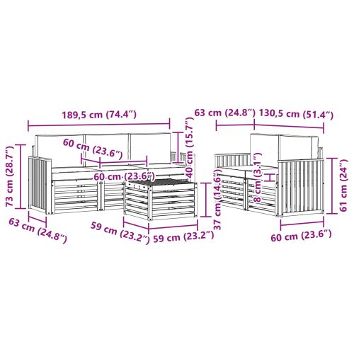Комплекти дивани с възглавница 6 pcs Натурален и Антрацит