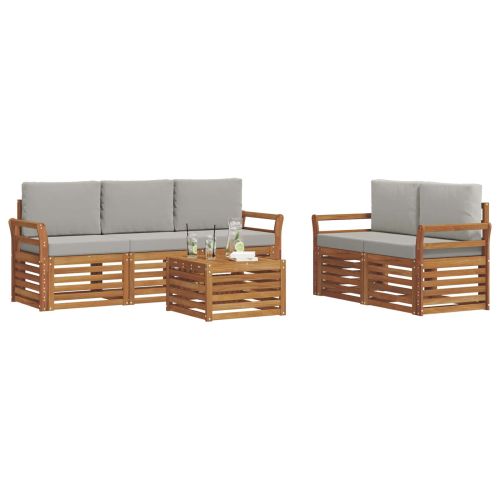 Комплекти дивани с възглавница 6 pcs Естествено и светло сиво