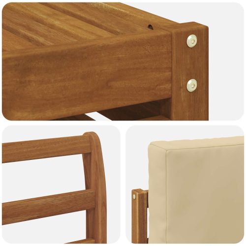 Комплекти дивани 6 pcs Натурален и Бежов Солидно акациево дърво