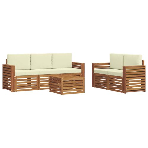 Комплекти дивани 6 pcs Натурален и Крема Солидно акациево дърво