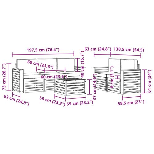 Комплекти дивани с възглавница 6 pcs Естествено и светло сиво