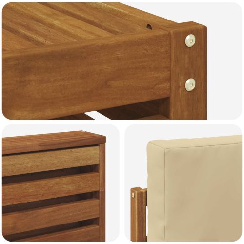 Комплекти дивани 6 pcs Натурален и Бежов Солидно акациево дърво