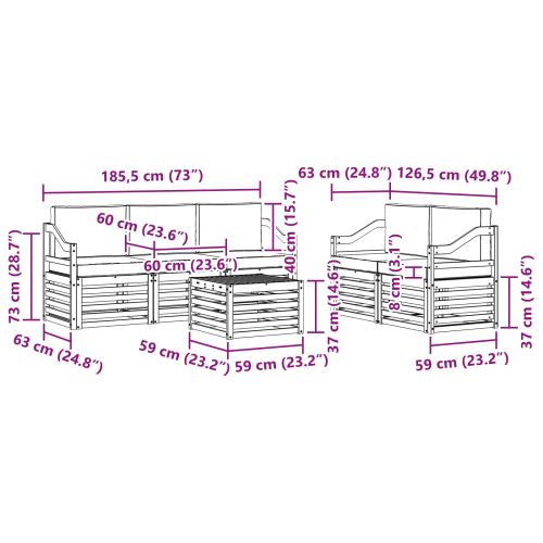 Комплекти дивани с възглавница 6 pcs Естествено и светло сиво