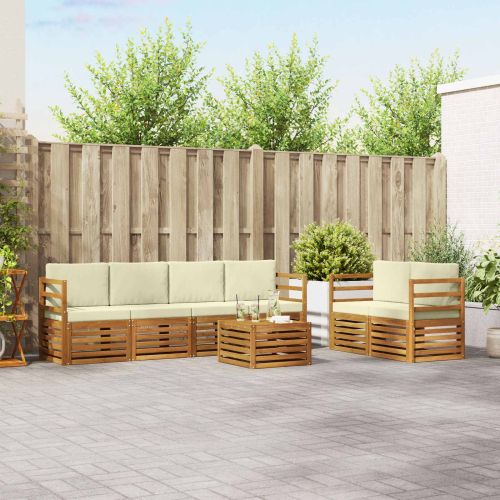 Комплекти дивани 7 pcs Натурален и Крема Солидно акациево дърво