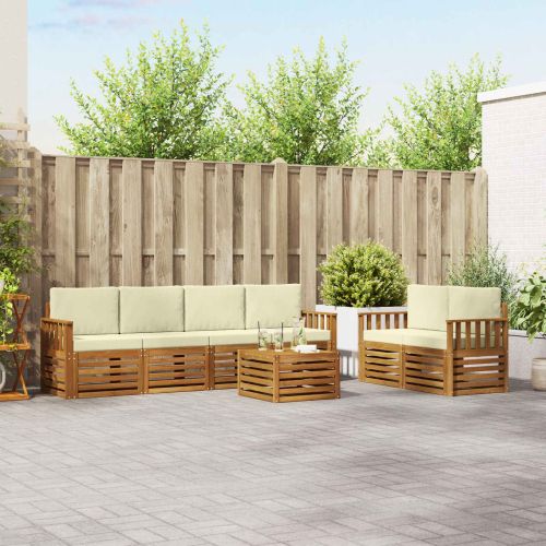 Комплекти дивани 7 pcs Натурален и Крема Солидно акациево дърво