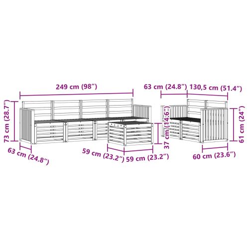 Комплекти дивани 7 pcs Естествен Солидно акациево дърво