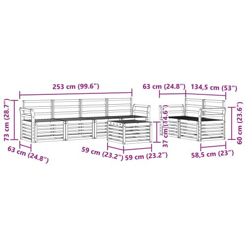 Комплекти дивани 7 pcs Естествен Солидно акациево дърво
