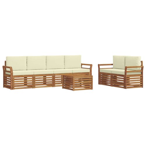 Комплекти дивани 7 pcs Натурален и Крема Солидно акациево дърво