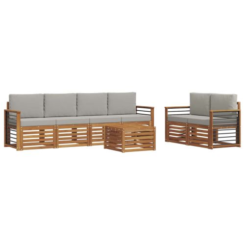 Комплекти дивани с възглавница 7 pcs Естествено и светло сиво