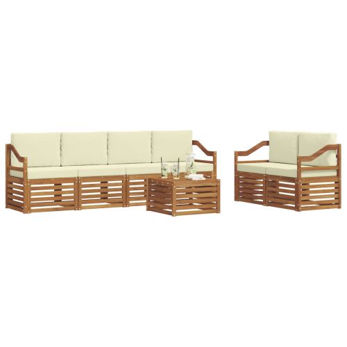 Комплекти дивани 7 pcs Натурален и Крема Солидно акациево дърво