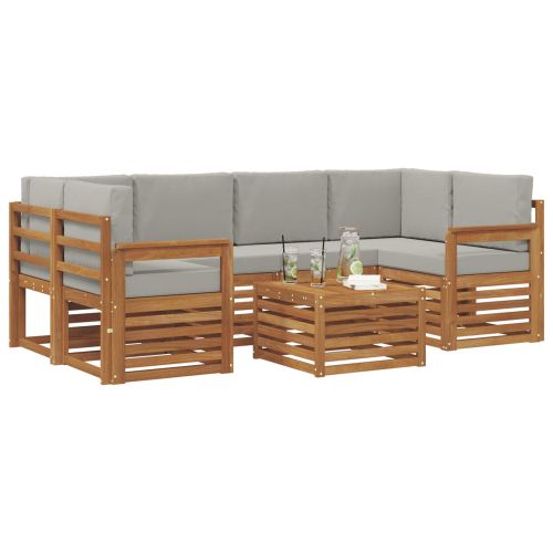 Комплекти дивани с възглавница 7 pcs Естествено и светло сиво