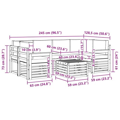 Комплекти дивани 7 pcs Натурален и Бежов Солидно акациево дърво