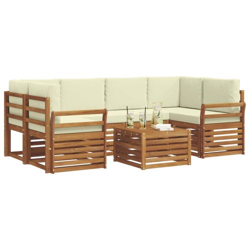 Комплекти дивани 7 pcs Натурален и Крема Солидно акациево дърво