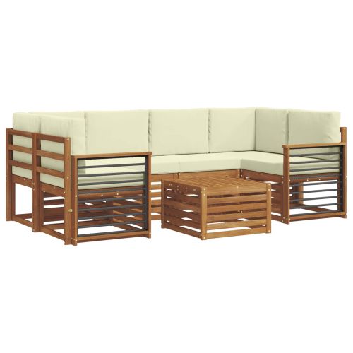 Комплекти дивани 7 pcs Натурален и Крема Солидно акациево дърво