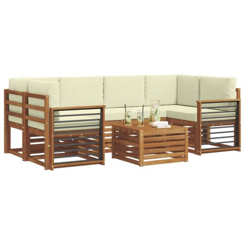Комплекти дивани 7 pcs Натурален и Крема Солидно акациево дърво