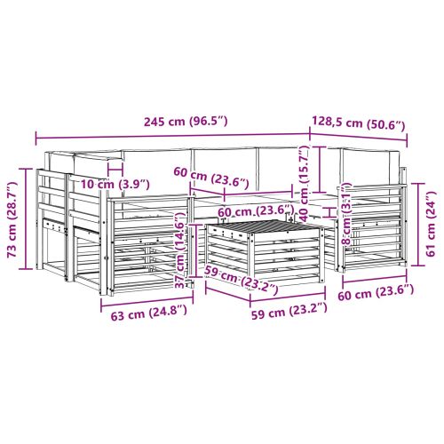 Комплекти дивани с възглавница 7 pcs Естествено и светло сиво