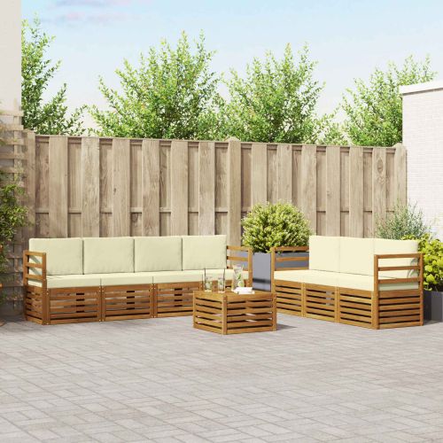Комплекти дивани 8 pcs Натурален и Крема Солидно акациево дърво