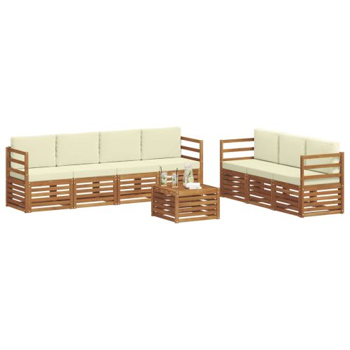 Комплекти дивани 8 pcs Натурален и Крема Солидно акациево дърво