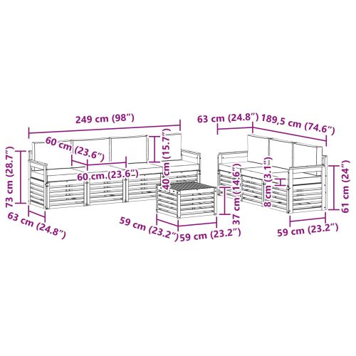 Комплекти дивани с възглавница 8 pcs Естествено и светло сиво