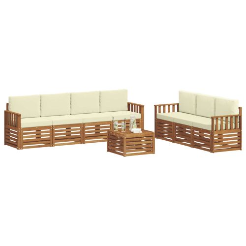 Комплекти дивани 8 pcs Натурален и Крема Солидно акациево дърво