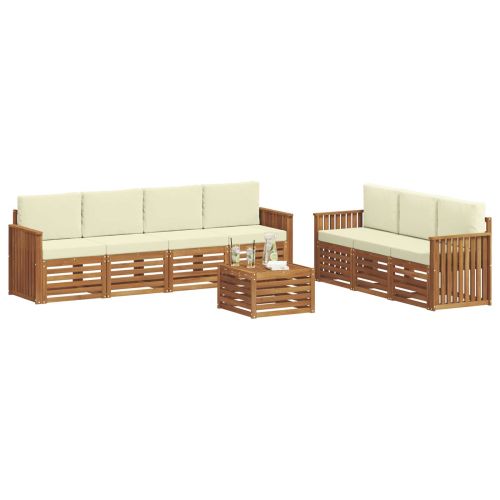 Комплекти дивани 8 pcs Натурален и Крема Солидно акациево дърво