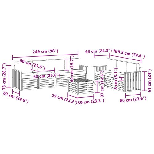 Комплекти дивани 8 pcs Натурален и Крема Солидно акациево дърво