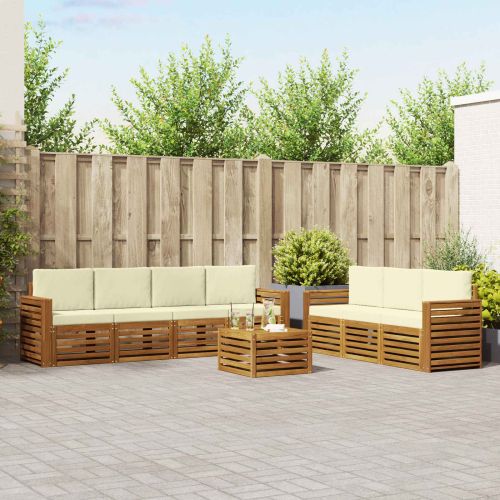 Комплекти дивани 8 pcs Натурален и Крема Солидно акациево дърво