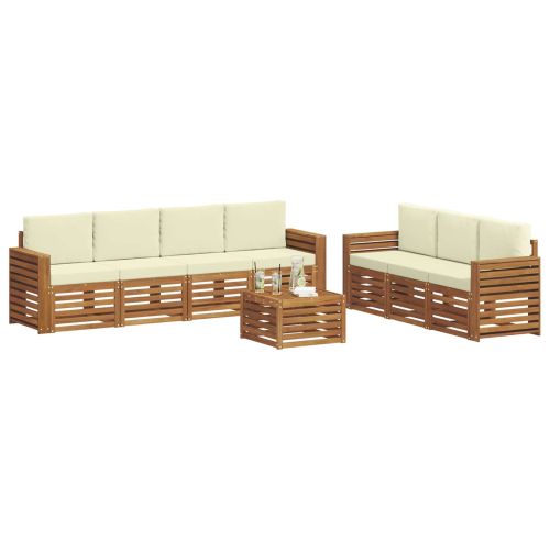 Комплекти дивани 8 pcs Натурален и Крема Солидно акациево дърво