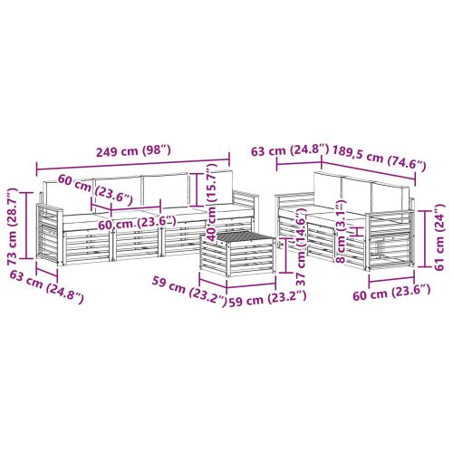 Комплекти дивани с възглавница 8 pcs Естествено и светло сиво