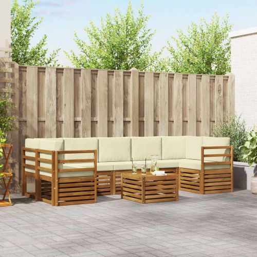 Комплекти дивани 8 pcs Натурален и Крема Солидно акациево дърво