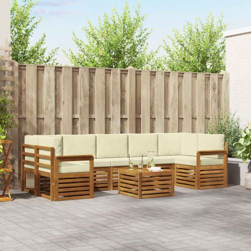 Комплекти дивани 8 pcs Натурален и Крема Солидно акациево дърво