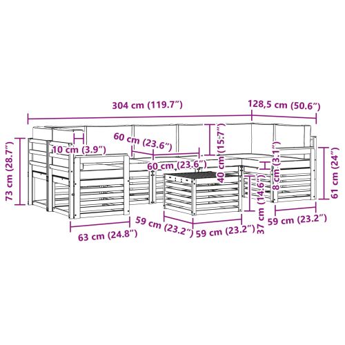 Комплекти дивани с възглавница 8 pcs Естествено и светло сиво