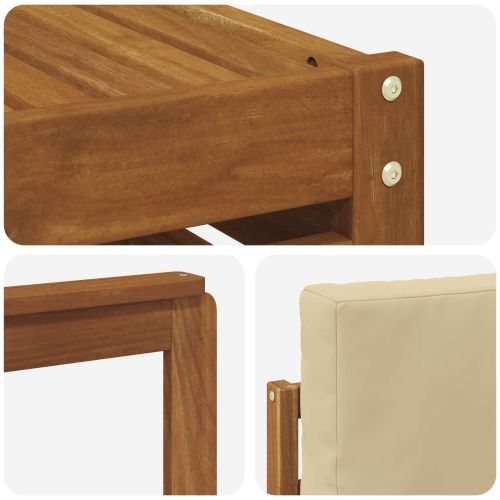 Комплекти дивани 8 pcs Натурален и Бежов Солидно акациево дърво