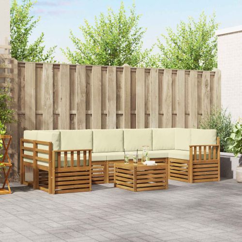 Комплекти дивани 8 pcs Натурален и Крема Солидно акациево дърво