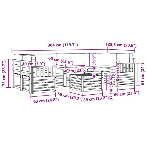 Комплекти дивани с възглавница 8 pcs Естествено и светло сиво