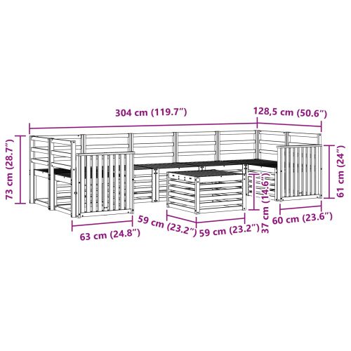 Комплекти дивани 8 pcs Естествен Солидно акациево дърво