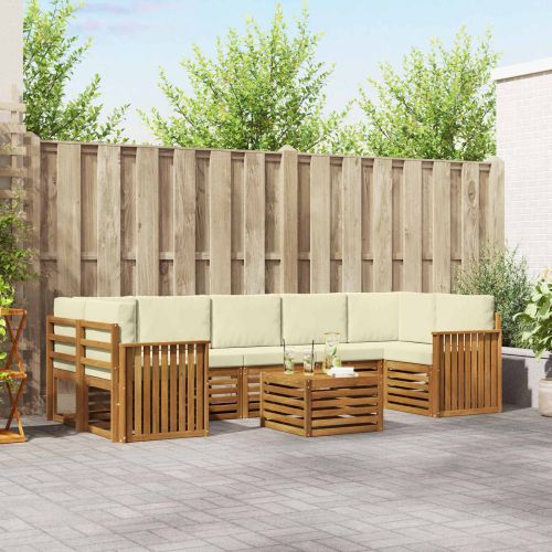 Комплекти дивани 8 pcs Натурален и Крема Солидно акациево дърво