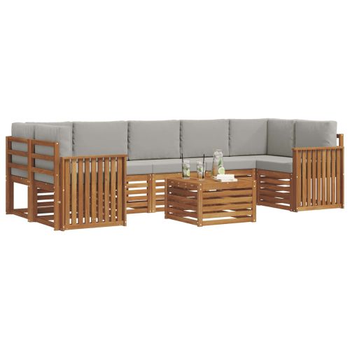 Комплекти дивани с възглавница 8 pcs Естествено и светло сиво